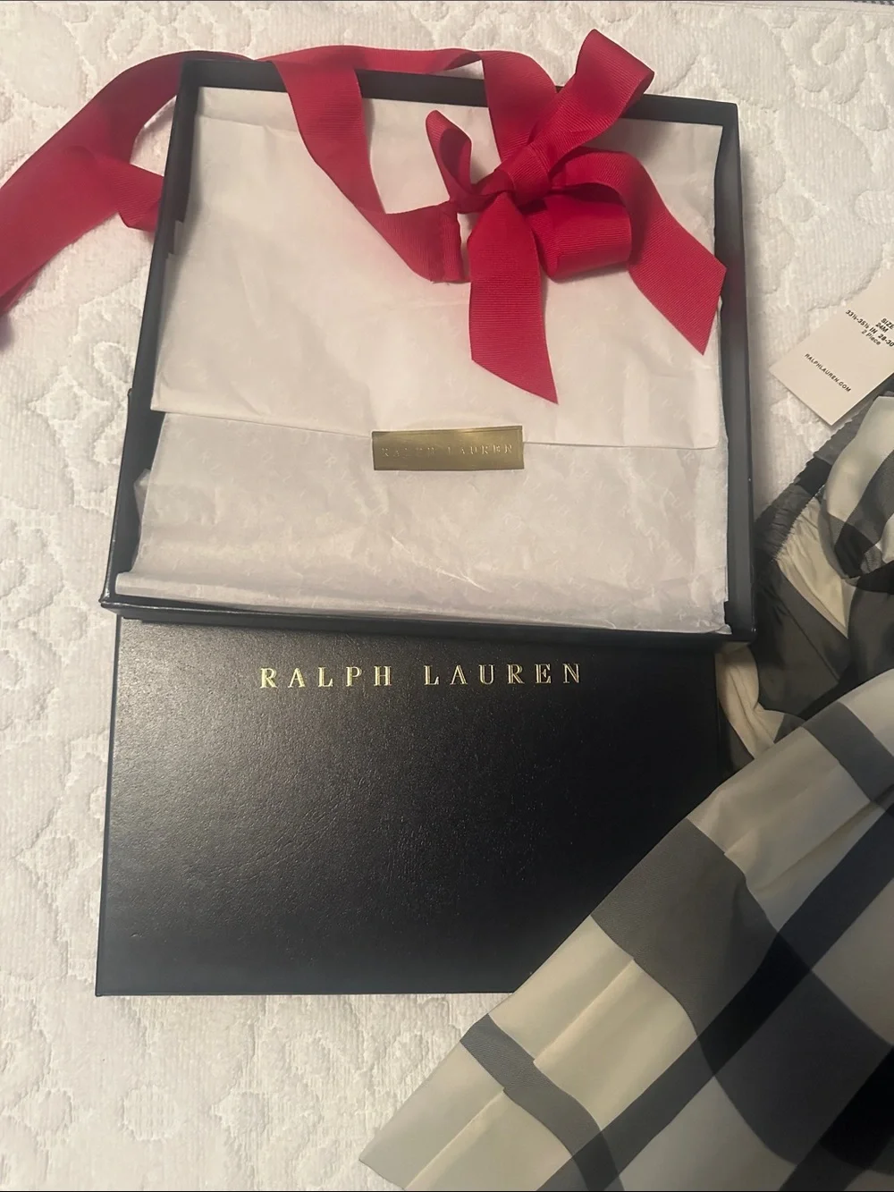 Lauren Ralph Lauren Black and Cream Plaid Party Dress with Bow